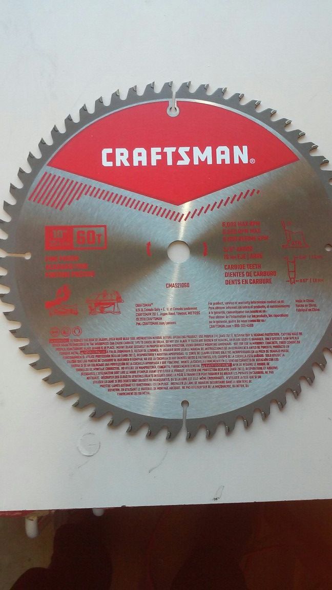 Craftsman 10" 60 teeth miter table blade