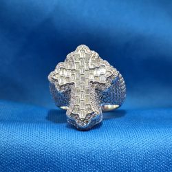 Moissanite 4.23 ctw Baguette And Round Cut Cross Ring