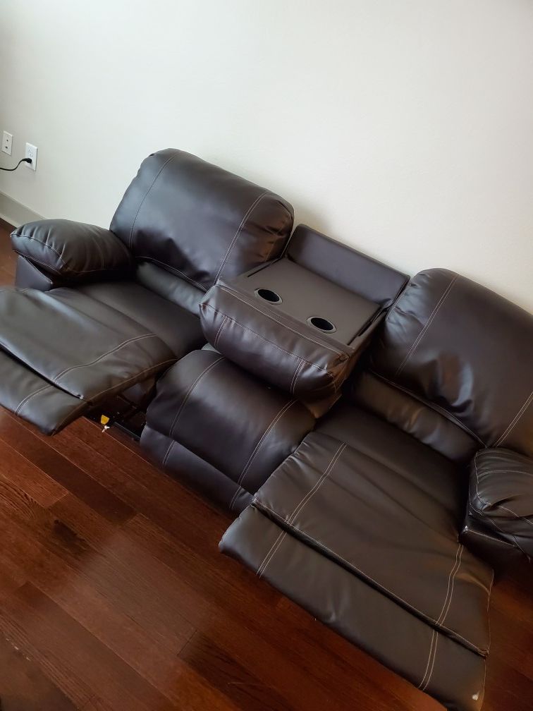 Double Reclining sofa with cup holders