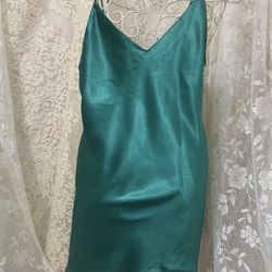 Vintage 90s Green Satin Nightgown Size Medium Beth Michaels