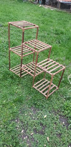 Beautiful and strong and lightweight- Ladder design True Eucalyptus carbonized wood plant stand