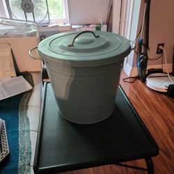 Blue Small Trash Can Used