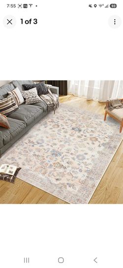 🔥 Garvee 9x12 Area Rug Beige Vintage Floral Washable Rug 💰 NEW OPEN BOX 💰