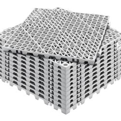 VEVOR Modular Interlocking Cushion, 12 Pack 12" x 12" Splicing Drainage Mats, Soft PVC Interlocking Drainage Floor Tiles, Non-Slip Drainage Holes for 