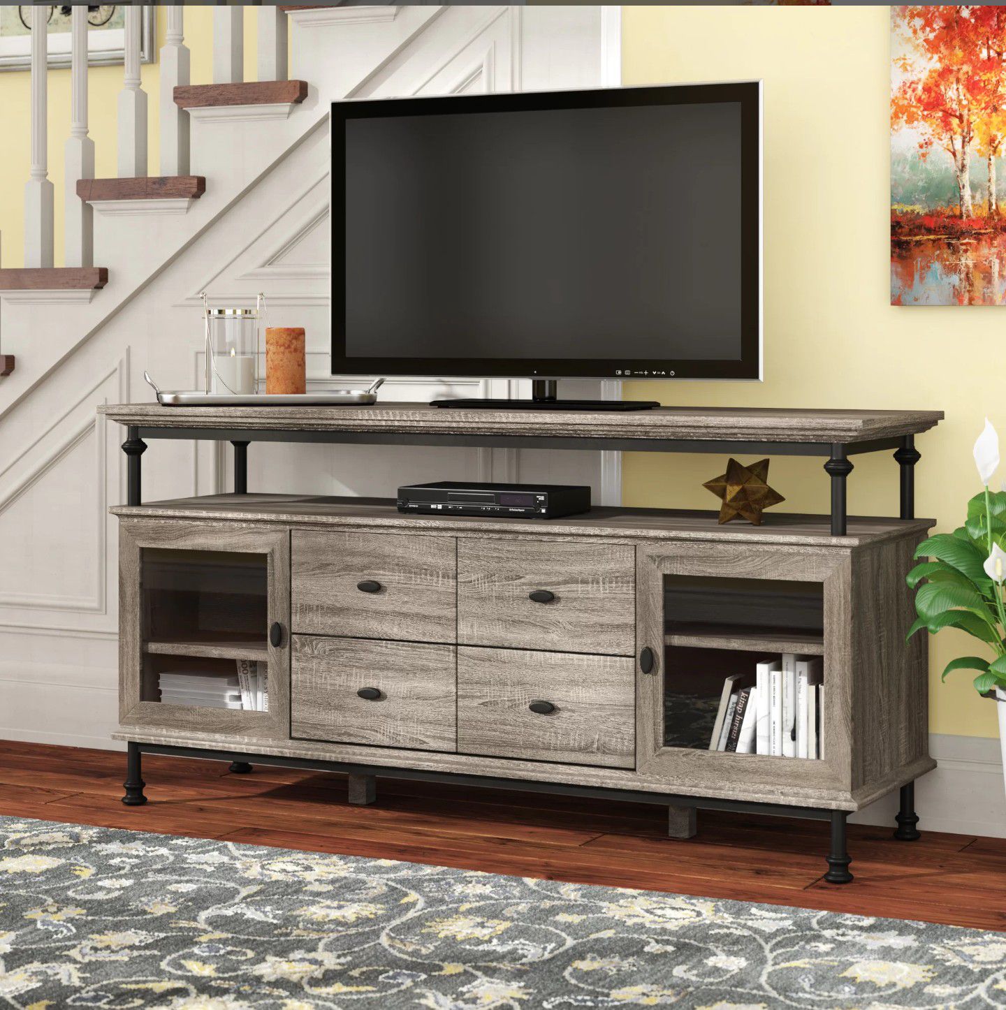 Entertainment Center / TV Console - Natural Wood Finish