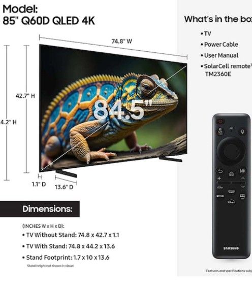 Samsung Qled Tv 85 Brand New