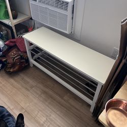 IKEA TJUSIG Bench with shoe storage, white