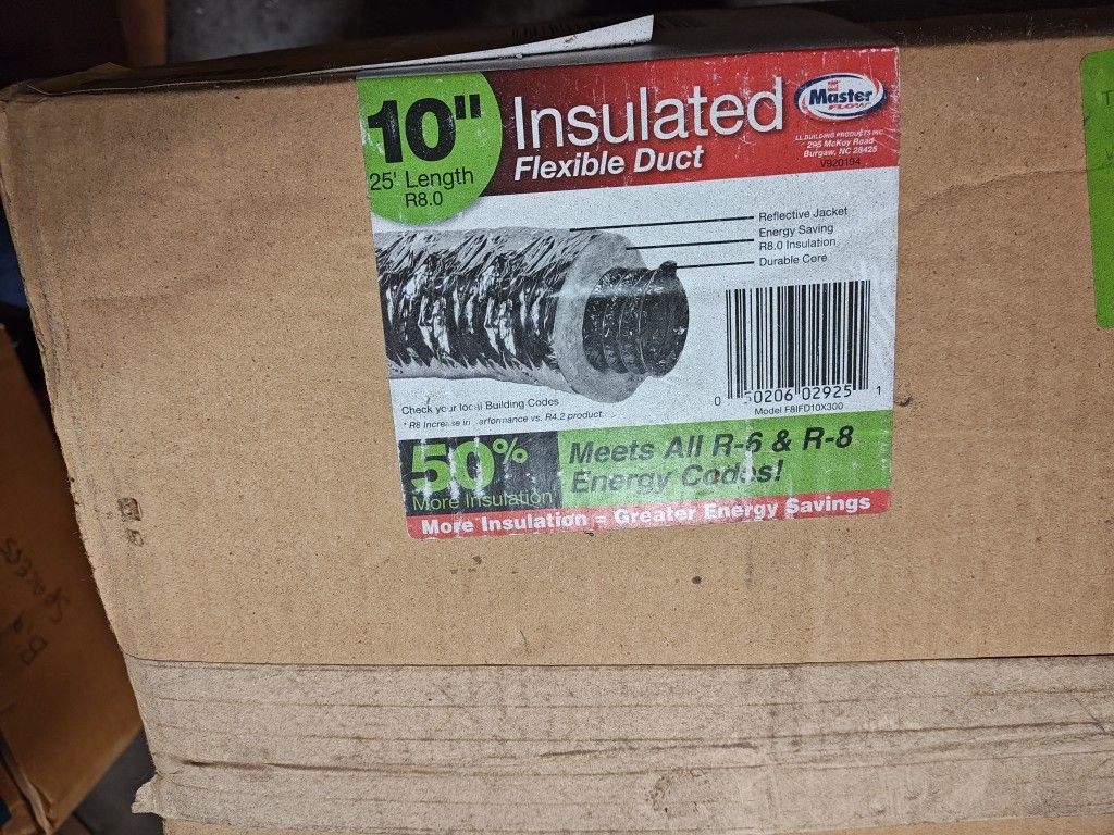 R8 10" Insulated Duct Material 25ft New