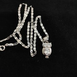Sterling Silver Necklace With Pendant Owl 