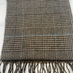 Brown/Black Plaid Fringe Soft Scarf unisex