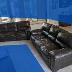 Black Leather Sofa Set
