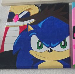 Sonic hand painting on a canvas..