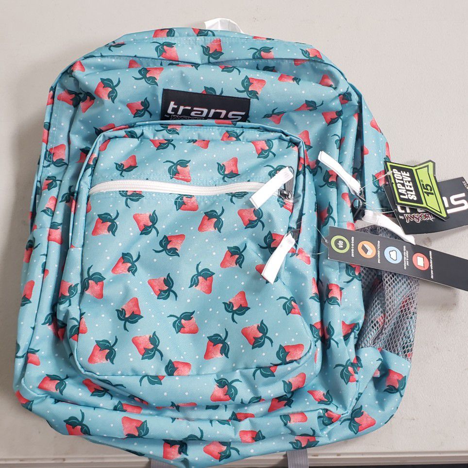 LABOR DAY SALE Jansport Strawberry Backpack with laptop Sleeve