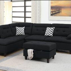 Modern Sectional Sofa  With Storage Ottoman 