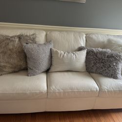 White Couch/Real Leather 