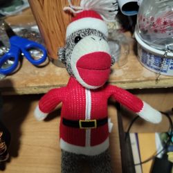 Galarie Christmas Sock Monkey 11 Inches Tall