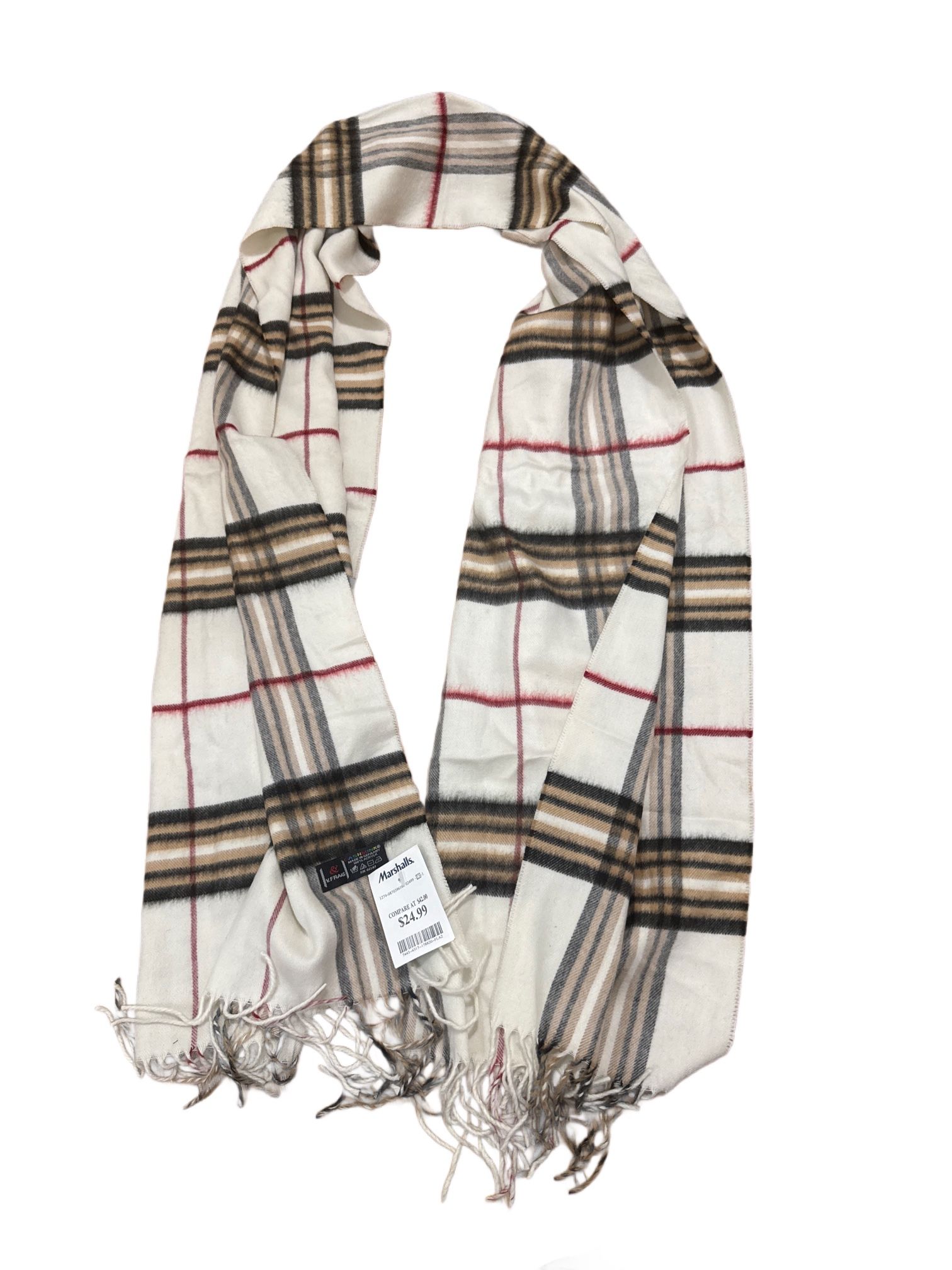 V. Fraas Plaid Oblong Scarf 100% Acrylic Multicolor Cashmink Women’s 70” Germany