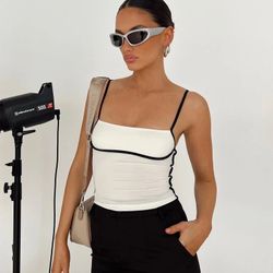Princess Polly Maidenwell Contrast White Top