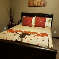 Queen Size Bed Frame With Mattress + Box Spring