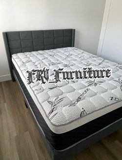 New queen bed frame with mattress