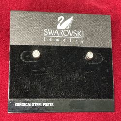 Swarovski Crystal Solitaire Stud Earrings. Round Cut/Surgical Steel Posts. VTG