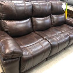 Brand New Real Leather Edmar Reclining Sofa and Loveseat With İnterest Free Payment Options 