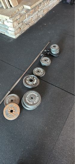 Olympic Barbell with Weight Plates Set