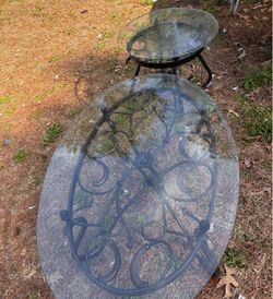 Wrought Iron Glass Top Patio Table Set