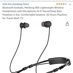 Bluetooth Earbuds, Meidong HE6 Lightweight Wireless 