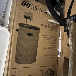 Four Seasons Courtyard Outdoor Gas Fire Pit with Honeycomb Stone Pattern | NEW