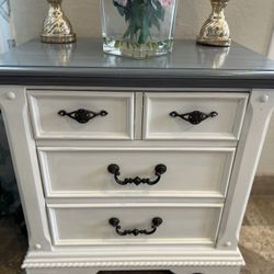 White And Grey Nightstand Or Small Dresser 