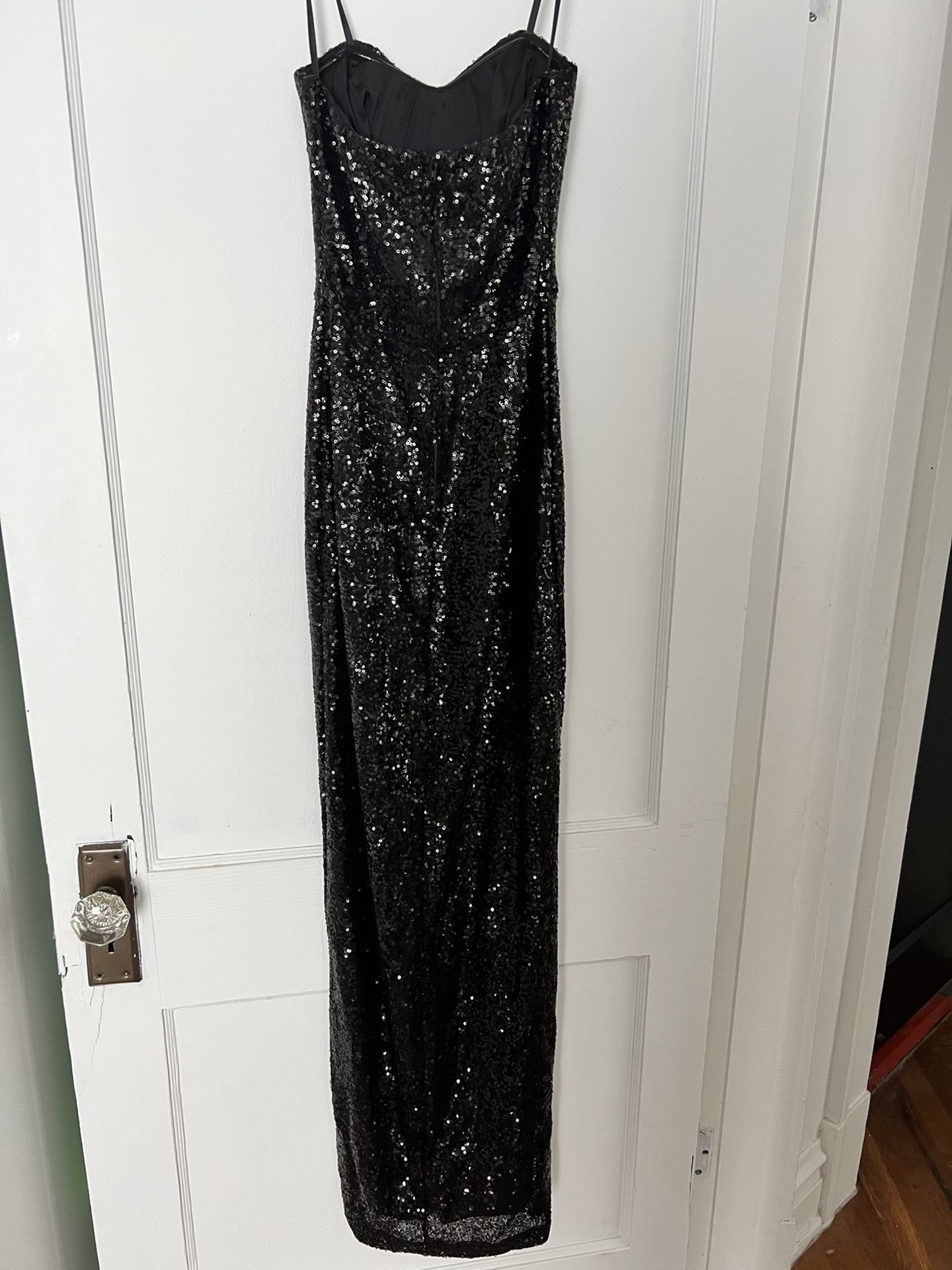Black Strapless Sequin Gown