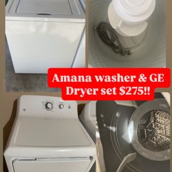 AMANA WASHER & GE DRYER SET ON SALE TODAY!! WARRANTY INCLUDED!! 