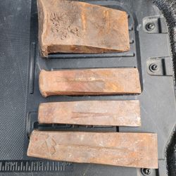 Vtg wood log splitting steel iron wedge set tool lot Warren