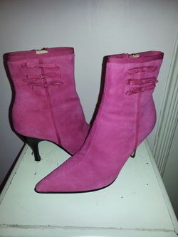 Hot pink suede booties