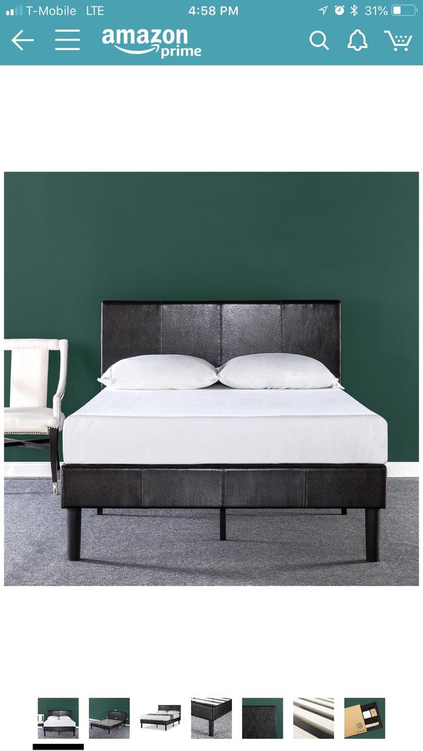 Zinus Deluxe Faux Leather Upholstered Platform Bed With Wooden Slats Open In The Appcontinue To Mobile Website