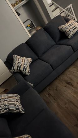 Sofa And Love Seat Dark Blue 