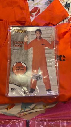 Escaped Convict Orange Jumpsuit Halloween Spirit Costume Adult Teen