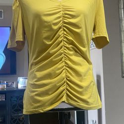 DOROSE Womens T Shirts Short Sleeve V Neck Summer Tops Slim Fit Puff Sleeve Ruched Front Shirts