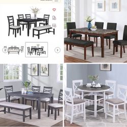 $329 Dinning Set Table And Chair And Bench 