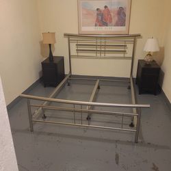 Bed Frame Two Lamps Two Night Tables