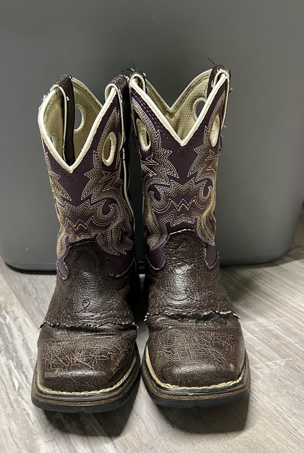 Girls Durango Boots (dark Brown and purple)