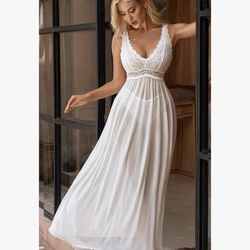 Lingerie Lace Babydoll Nightdress Mesh Chemise V Neck Sleepwear