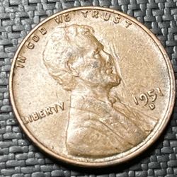 1951 D Lincoln Wheat Cent Penny Coin 