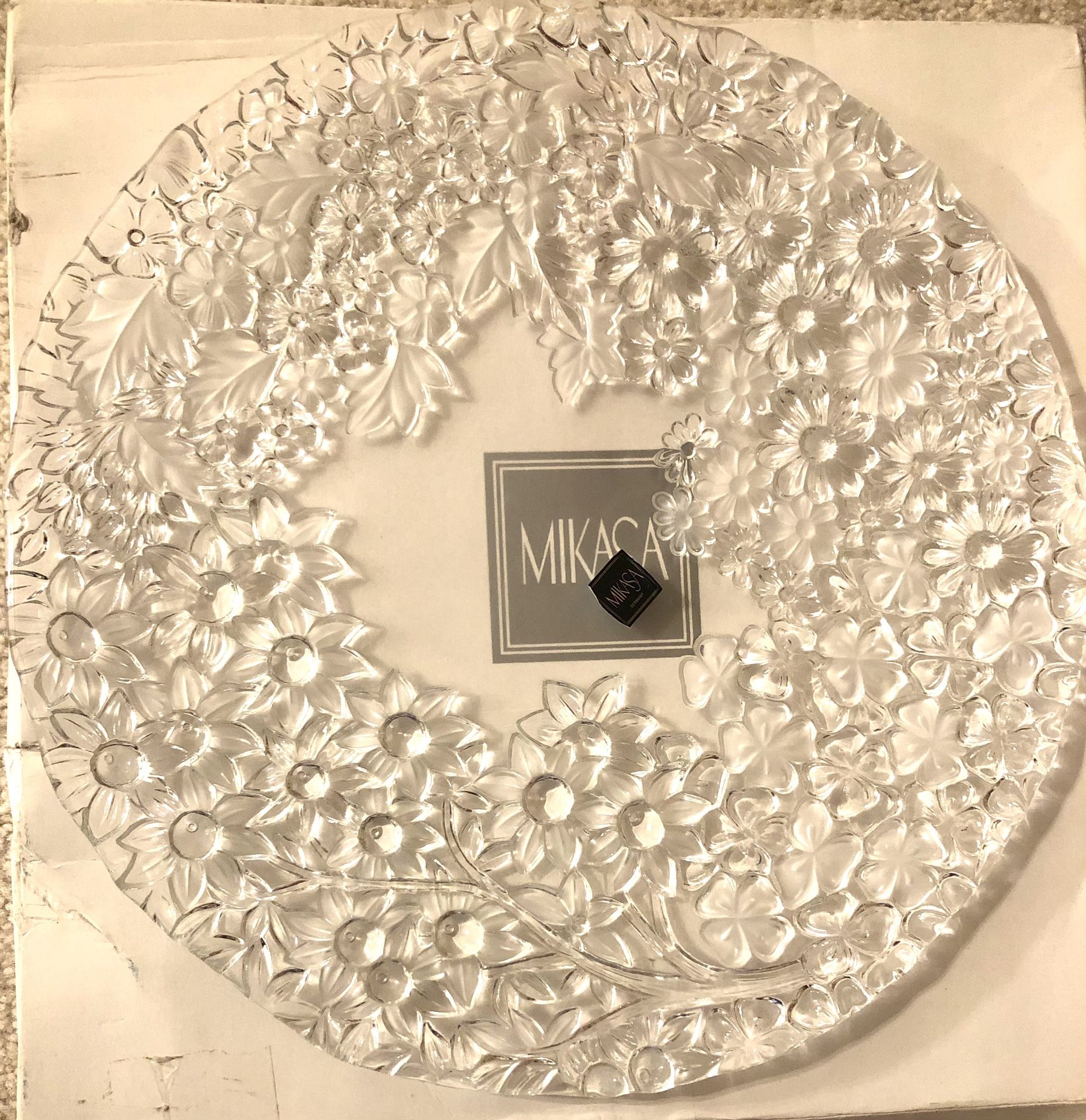 Mikasa “Four Seasons” Crystal Etched Embossed Floral Platter
