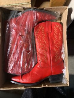 Je-Ver Leather cowboy boots red 26.5