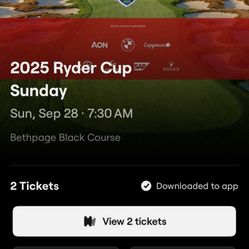 Ryder Cup + Sunday Tickets For Sale