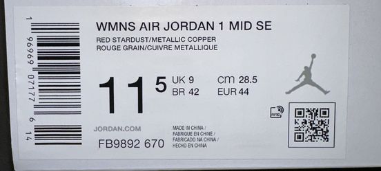 11.5W Jordan 1 Mid SE Red Stardust (Women's)
