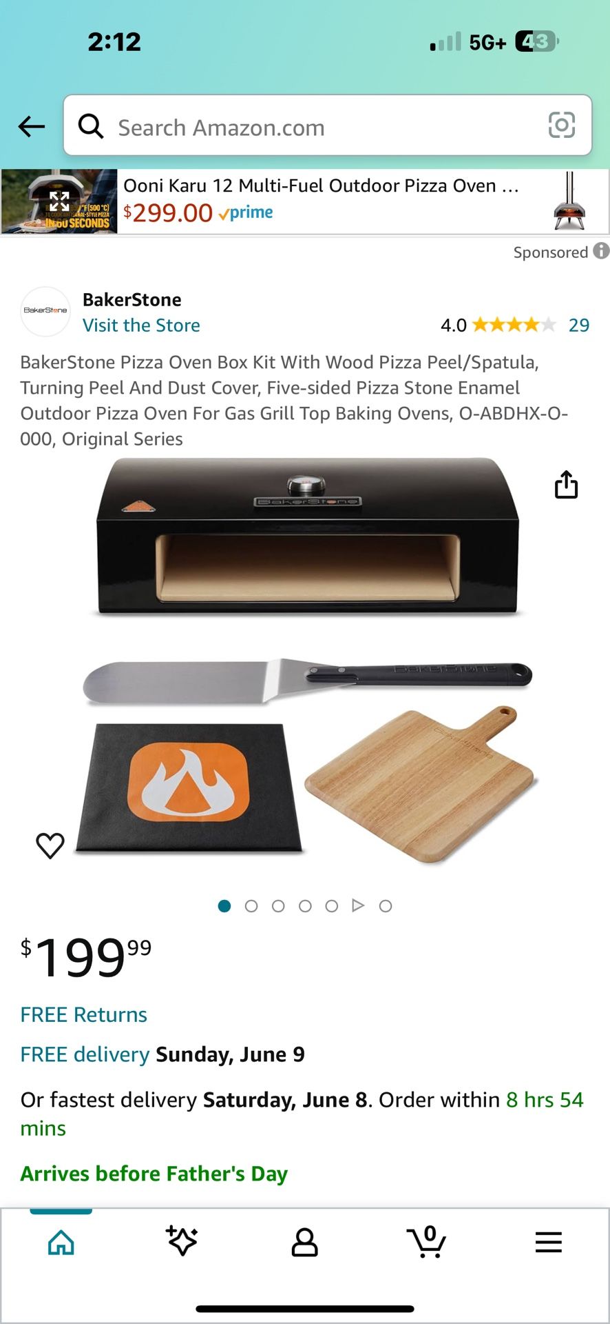 BakerStone Pizza Oven Box Kit With Wood Pizza Peel/Spatula, Turning Peel And Dust Cover, Five-sided Pizza Stone Enamel Outdoor Pizza Oven For Gas Gril