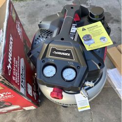Husky 6 Gal. 150 PSI Portable Electric Oil-Free Quiet Jobsite Pancake Air Compressor with Aluminum T